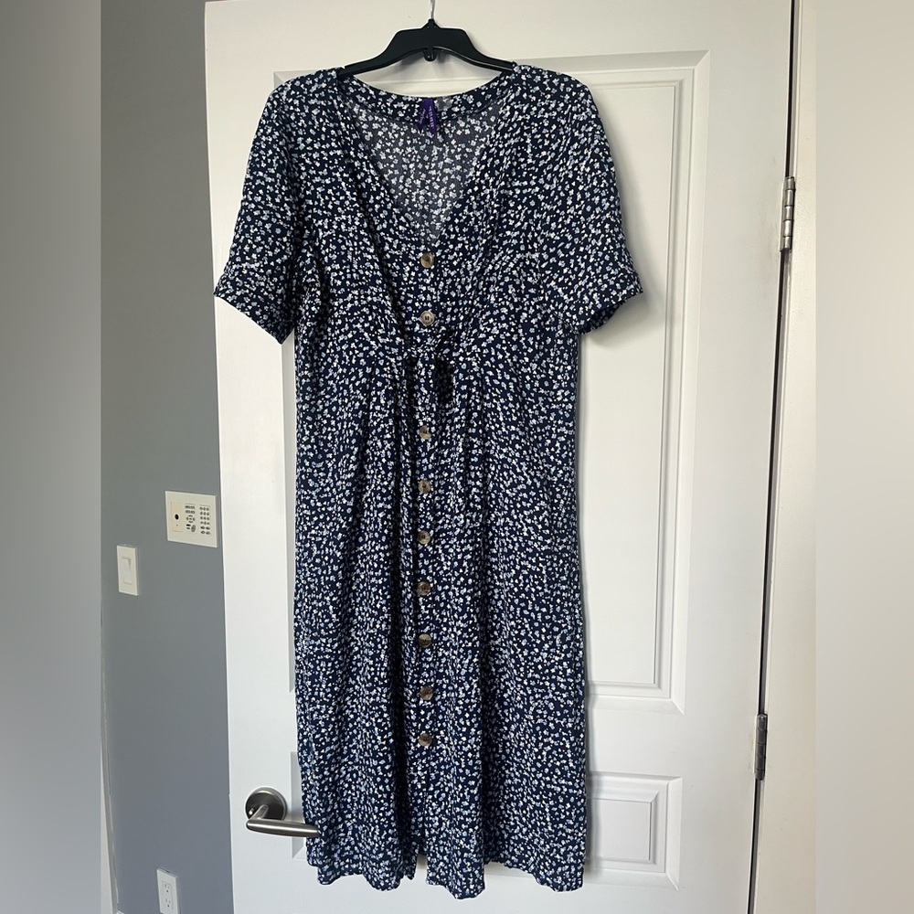 Seraphine Maternity Button Up Midi Dress — Size 14